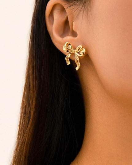 Ribbon Bow Earrings - S925 Sterling Silver Pin