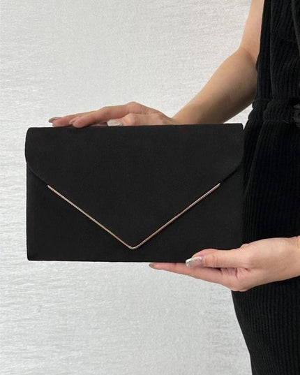 Segreto Velvet Faux-Suede Envelope Clutch Bag