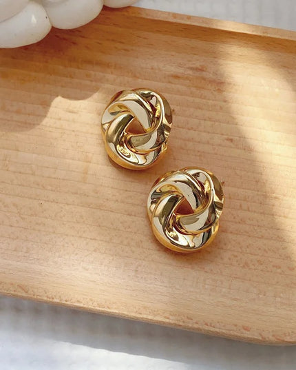 Gold Twist Knot Stud Earrings