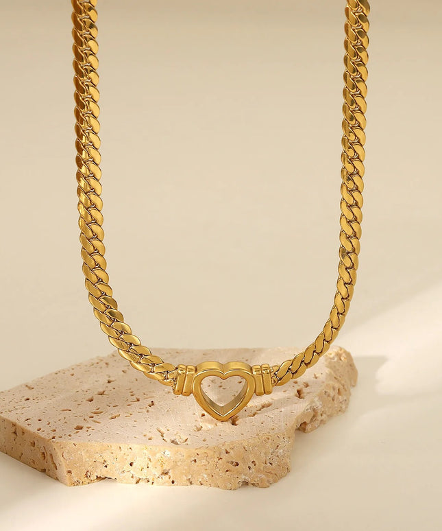 Heart Me Chain Necklace - Gold-Plated