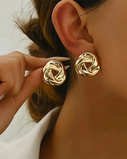 Gold Twist Knot Stud Earrings
