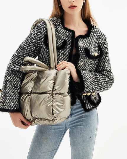 Glossy Puffer Shoulder Bag