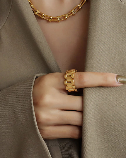 Anello Chain Link Ring - 18k Gold-Plated