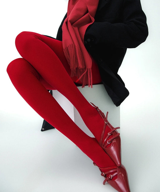Soft Velvet Touch Red Tights