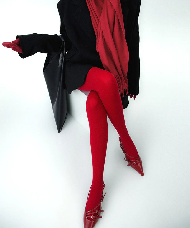 Soft Velvet Touch Red Tights