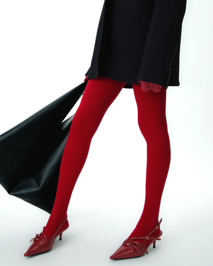 Soft Velvet Touch Red Tights