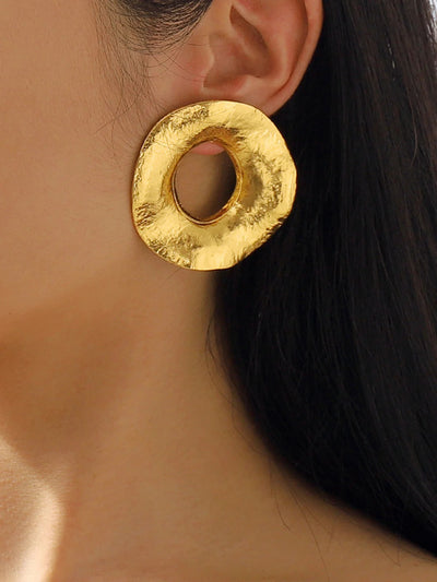Gold Hammered Statement Hoop Earrings