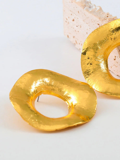Gold Hammered Statement Hoop Earrings