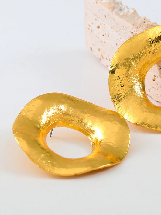 Gold Hammered Statement Hoop Earrings