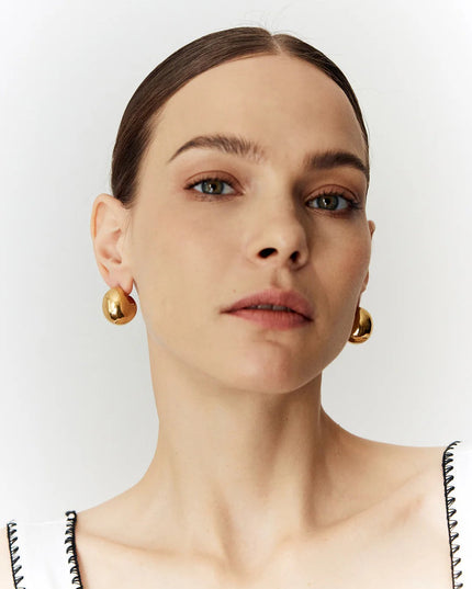 Crescent Dome Earrings – 18k Gold-Plated