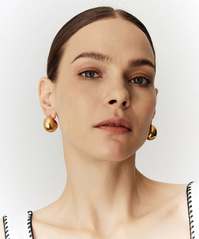 Crescent Dome Earrings – 18k Gold-Plated