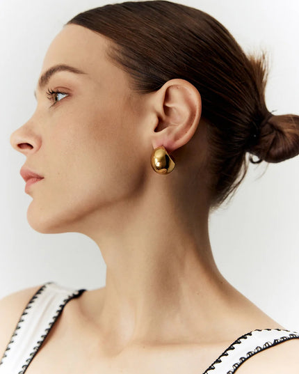 Crescent Dome Earrings – 18k Gold-Plated