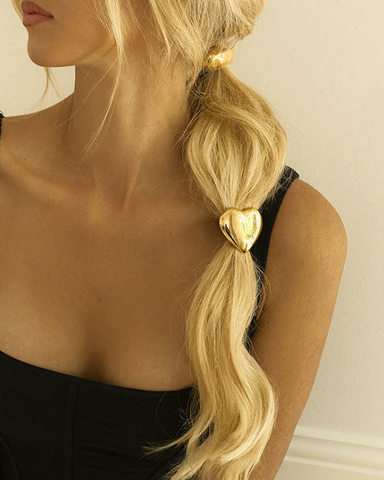 Chunky Heart Hair Cuff - 18k Gold-Plated