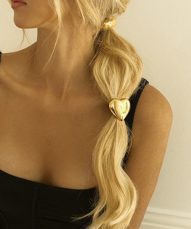 Chunky Heart Hair Cuff - 18k Gold-Plated