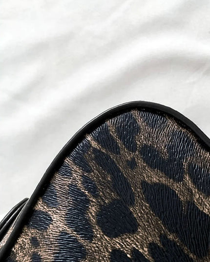 Leopard Print Buckle Flap Shoulder Bag