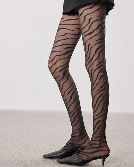 Zebra-Pattern Sheer Tights