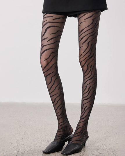 Zebra-Pattern Sheer Tights