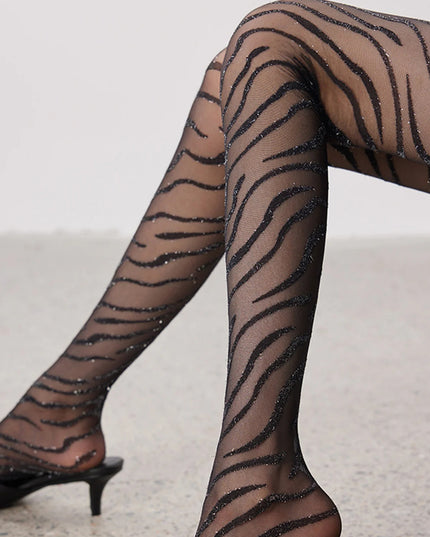 Zebra-Pattern Sheer Tights