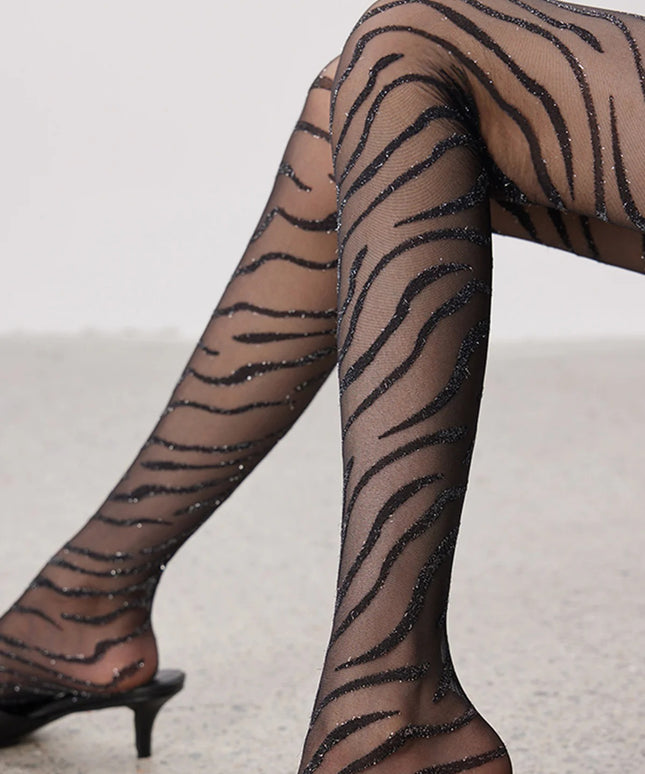 Zebra-Pattern Sheer Tights