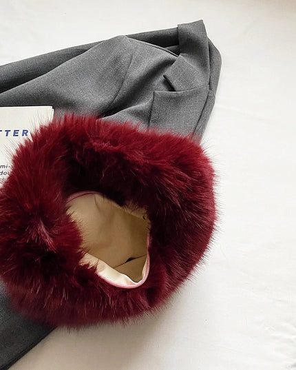 Rounded Faux-Fur Handbag