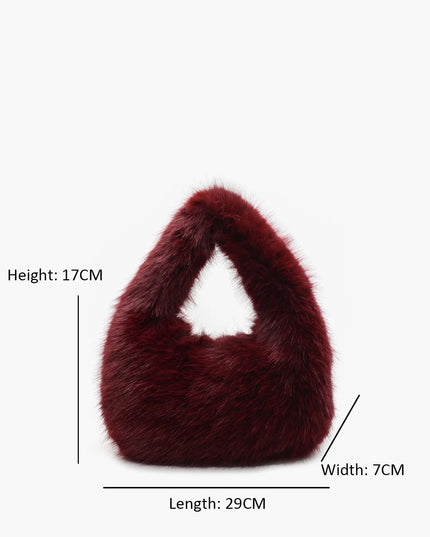 Rounded Faux-Fur Handbag