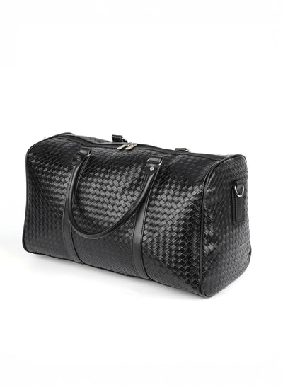 Woven Faux Leather Duffle Bag