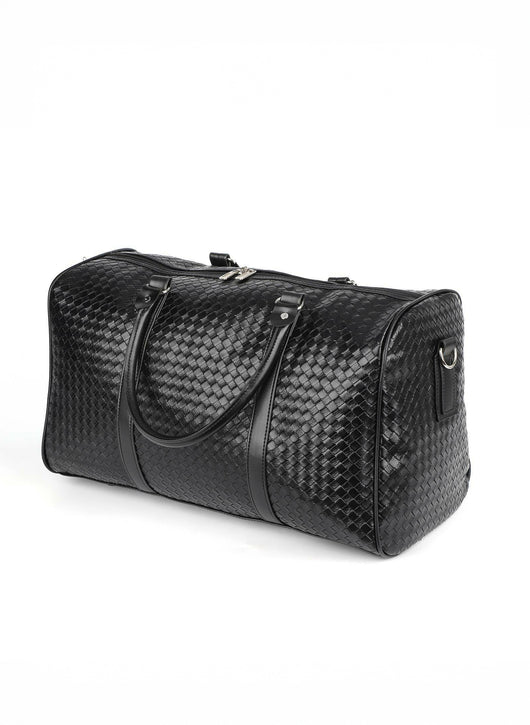 Woven Faux Leather Duffle Bag
