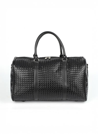 Woven Faux Leather Duffle Bag