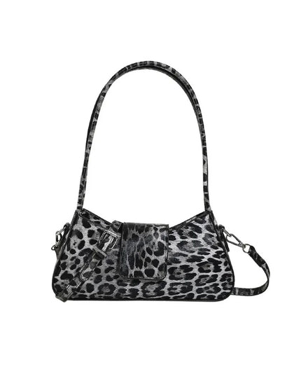 Leopard Print Buckle Flap Shoulder Bag