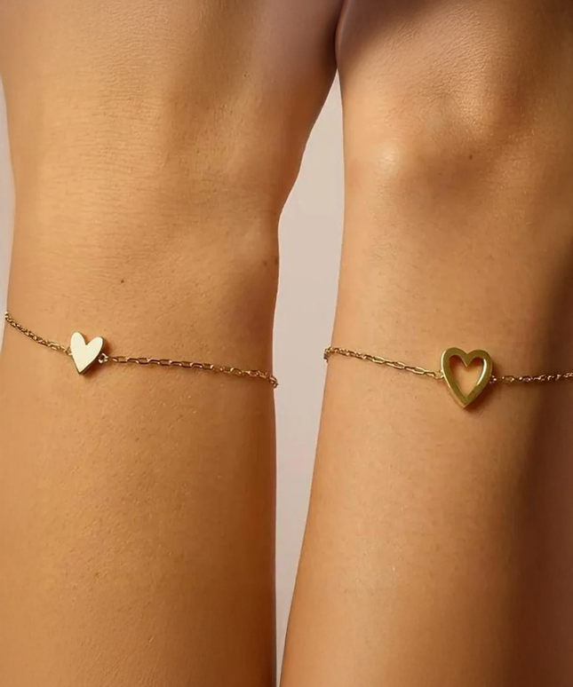 You and Me Matching Hearts Bracelet