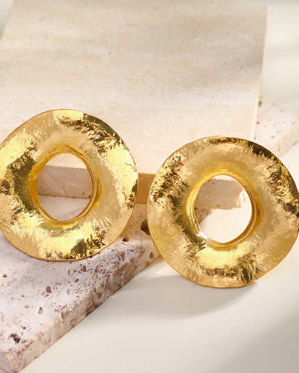 Gold Hammered Statement Hoop Earrings