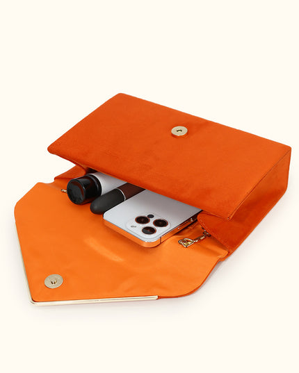 Segreto Velvet Faux-Suede Envelope Clutch Bag