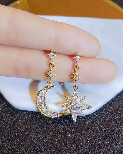 Crystal Moon & Star Earrings