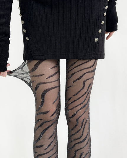 Zebra-Pattern Sheer Tights