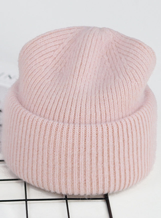 Ribbed Knitted Fur Beanie