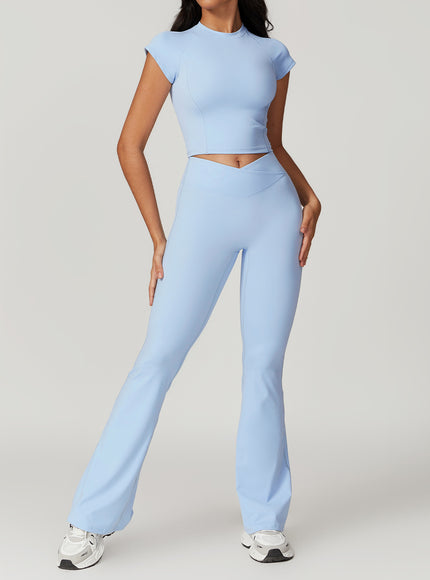 Two-Piece Crop Top and Flare Pant Set