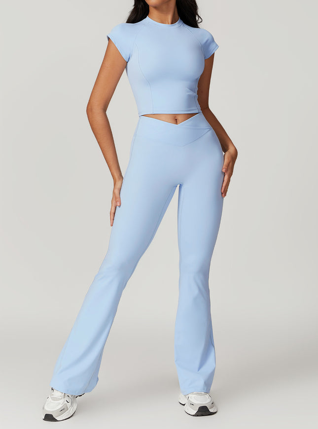 Two-Piece Crop Top and Flare Pant Set