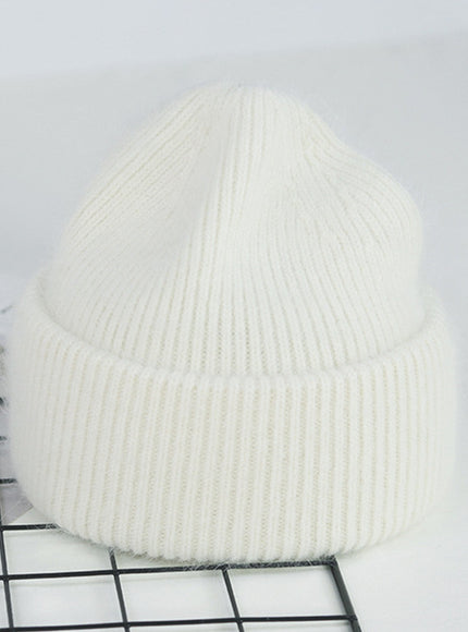 Ribbed Knitted Fur Beanie