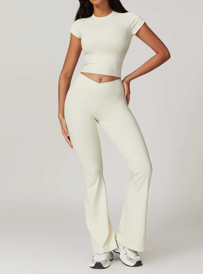 Two-Piece Crop Top and Flare Pant Set