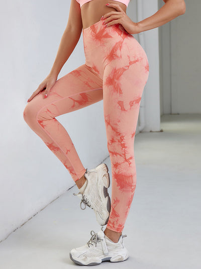 Peachy Tie-dye Scrunch Leggings