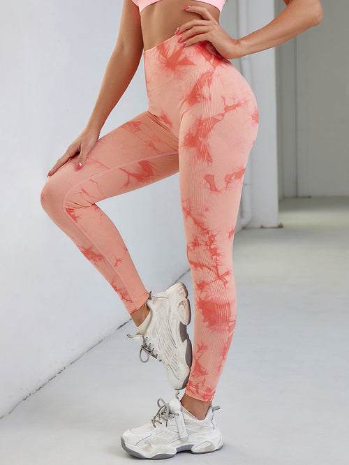 Peachy Tie-dye Scrunch Leggings
