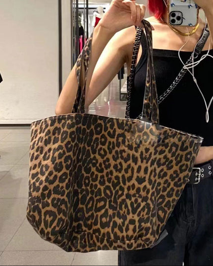 Large Vintage Leopard Tote Bag
