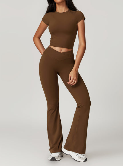 Two-Piece Crop Top and Flare Pant Set