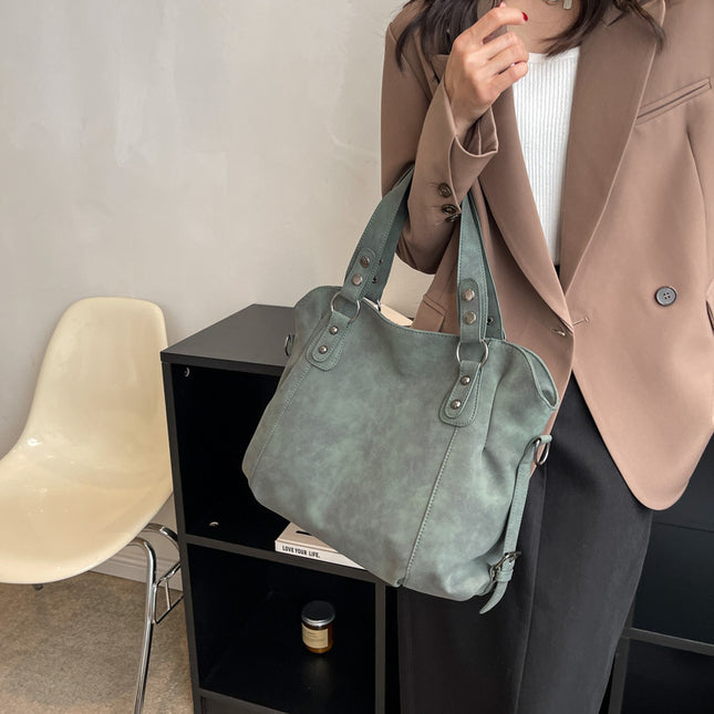 Large Suede-style Vintage Crossbody Tote Bag