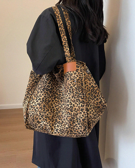 Large Leopard Canvas Tote Bag