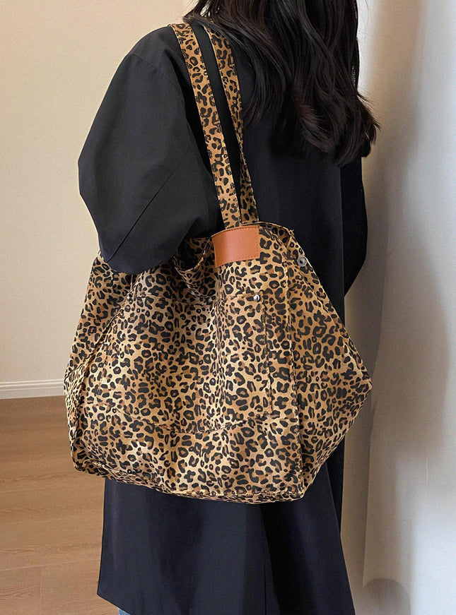 Large Leopard Canvas Tote Bag