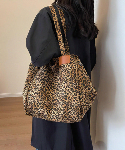Large Leopard Canvas Tote Bag