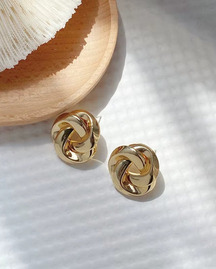 Gold Twist Knot Stud Earrings