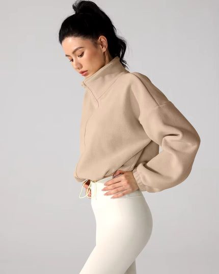 Winter Sports Cropped Oversized Fleece Jacket