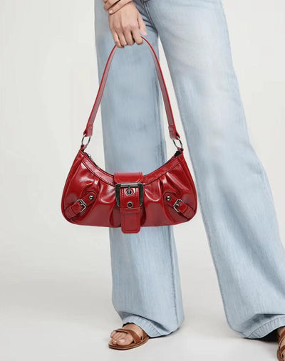 Cora Distressed Buckle Shoulder Bag